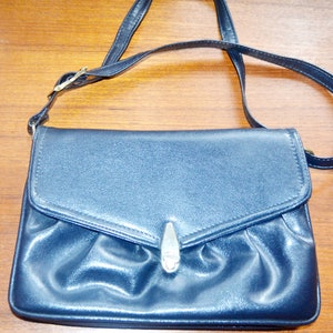 True Vintage  Handtasche Blau Leder 70er Jahre