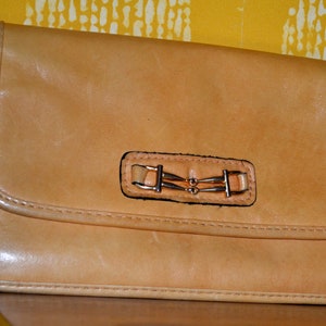 True Vintage Leather Handbag Brown 70s Retro ,Purse ,Mid Century ,Vintage Clothing,Second Hand Wear