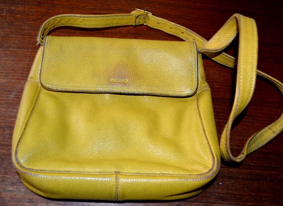 True Vintage Handbag Yellow by Picard 70s Vintage… - image 5