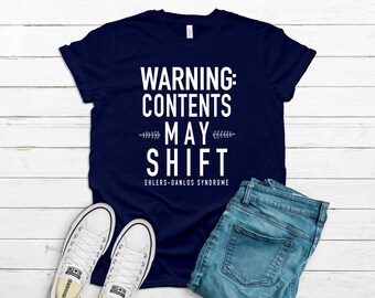 EDS Contents May Shift Unisex Short Sleeve Tee | Ehlers-Danlos Syndrome Shirt | Chronic Illness Apparel | Grace & Brace