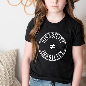 YOUTH Disability Does Not Equal Inability Unisex T-Shirt | Disability Awareness T-Shirt | Chronic Illness Apparel | Grace & Brace