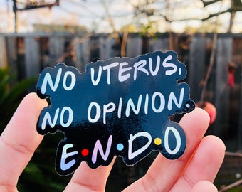 Endometriosis Sticker (Holographic)| Funny Endo Sticker | No Uterus No Opinion | Chronic Illness Sticker | Grace & Brace