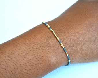 Minimalist women's bracelet in GOLD MIYUKI PEARLS, boho bracelet, - Mother's Day gift