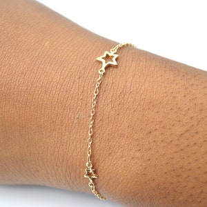Pulsera de cadena de estrella minimalista, pulsera de oro con oro fino, pulsera de mujer delicada
