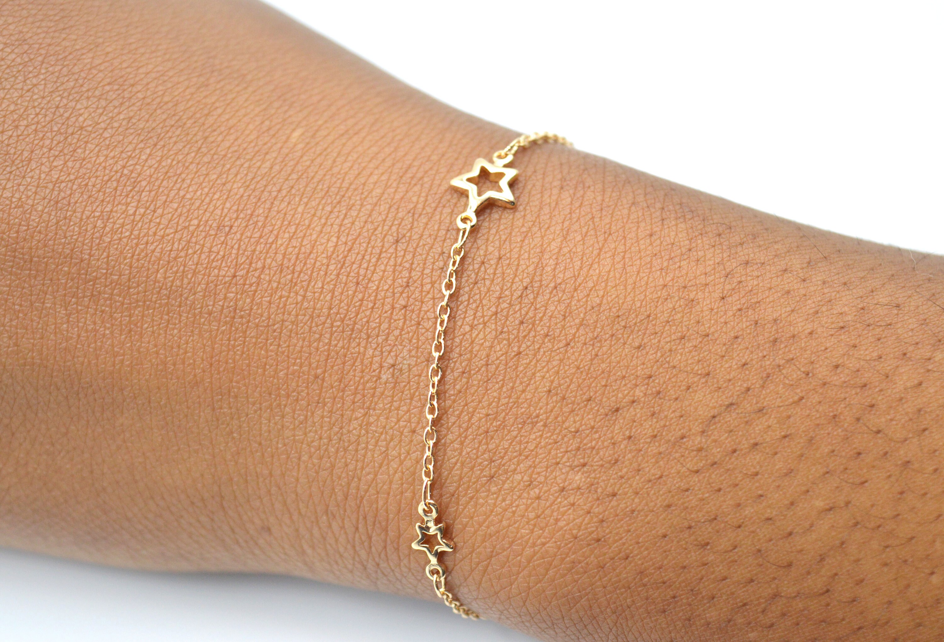 【ONE ENOUGH】Super Star Chain Bracelet Minimalist Star Chain Bracelet, Gold Bracelet With Fine Gold