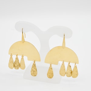 Hammered Geometric Brass Earrings, maxi earrings