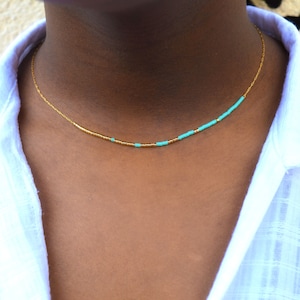 Delicate minimalist women&#39;s necklace ultra fine miyuki pearl chain, Japanese pearl necklace, Mother&#39;s Day gift necklace