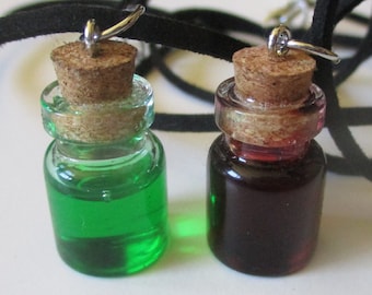 Vampire / Dragons Blood Glass Potion Bottle Vial Pendant Necklace
