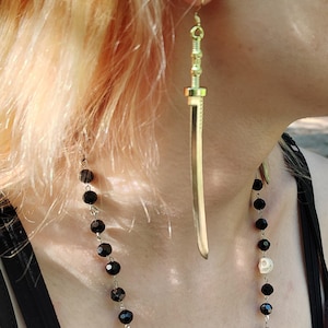 Badass gold colored Japanese Samurai Katana Sword / Blade earrings