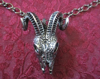 Goth Demon Ram Horns  Skull Pendant