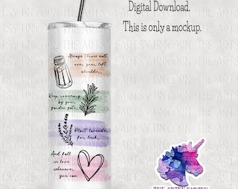 DIGITAL FILE: Witch Practices Quote - Watercolor Sublimation Design - 20 oz Skinny Tumbler or Long Hardboard Design -