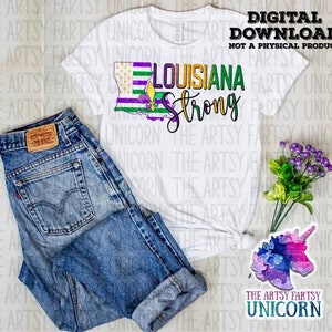 DIGITALE DATEI: Louisiana starkes Aquarell Lila Gold Grüne Flagge PNG Sublimationsdesign -