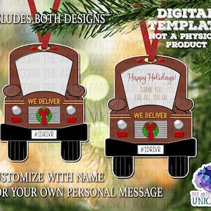 DIGITAL FILE: UPS Package Delivery Thank You For All You Do Christmas Sublimation Ornament Design - Customize w/ Name and Greeting