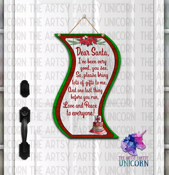 DIGITALE DATEI: Liebes Santa Gedicht - Weihnachtsmann Schriftrolle mit  Weihnachtsstern Bchern Distressed Holz Hintergrund Trschild Design -  Anpassen mit Familiennamen - Etsy Schweiz
