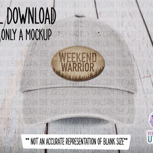 DIGITAL FILE: Weekend Warrior Camping Hiking Outdoor Burlap Texture Oval Leather Patch Design - Sublimation Leather Patch Design -