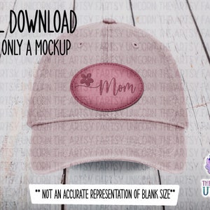 DIGITAL FILE: Mom Pink Burlap Texture with Flower Oval Leather Patch Design - Sublimation Leather Patch Design -