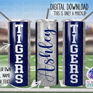 DIGITAL FILE: Navy Blue and Silver School Vertical Colors 20 oz Skinny Straight Tumbler Sublimation Design