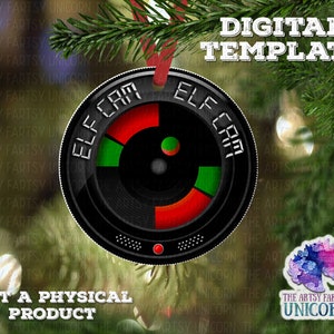 ARCHIVO DIGITAL: Adorno navideño de cámara de elfo - Diseño PNG de sublimación - Vigilancia de elfos - Sublimación