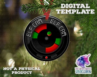 ARCHIVO DIGITAL: Adorno navideño de cámara de elfo - Diseño PNG de sublimación - Vigilancia de elfos - Sublimación