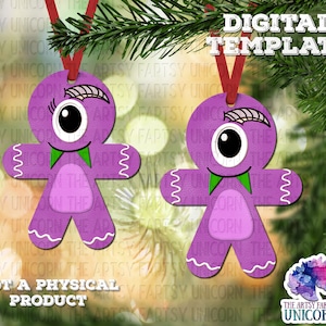 DIGITAL FILE: One Eye One Horned Purple People Eater Halloween Gingerbread Cookie Christmas Ornament Design - Sublimation  Design -