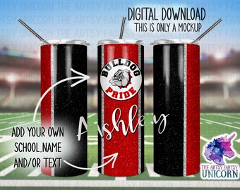DIGITAL FILE: Red and Black Sports / School Colors Vertical Color 20 oz Skinny Straight Tumbler Sublimation Design