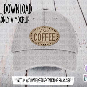 DIGITAL FILE: I Love Coffee More Than People Burlap Texture Oval Leather Patch Design - Sublimation Leather Patch Design -
