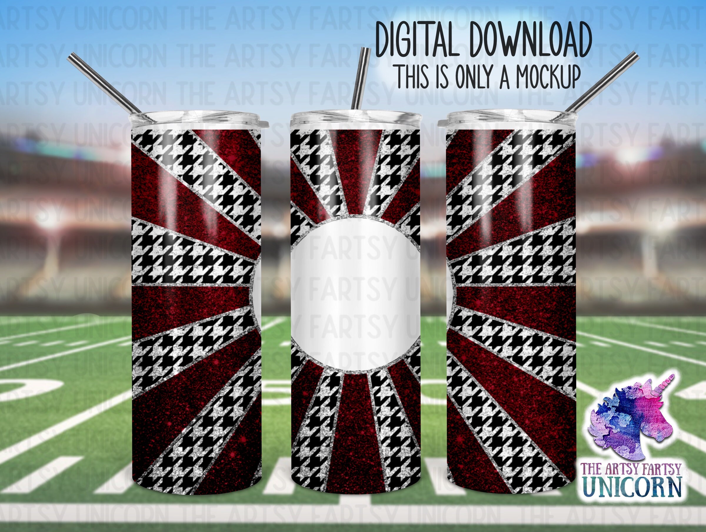 DIGITAL FILE: Crimson Red and Houndstooth Sports / School Colors  20 oz Skinny Straight Tumbler Sublimation Design -