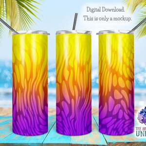 DIGITAL FILE: Groovy Yellow Orange Purple Ombre Watercolor Design - 20 oz Skinny Tumbler Sublimation Design -