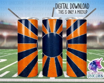DIGITAAL BESTAND: oranje en marineblauw sport-/schoolkleuren 20 oz skinny rechte beker sublimatieontwerp -