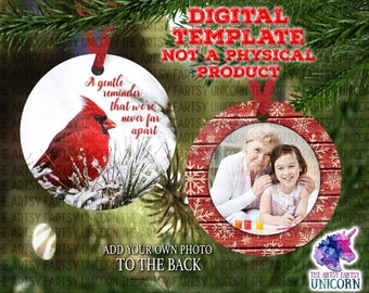 DIGITAL FILE: Red Cardinal Memorial Sublimation Ornament Design -  - Remembrance / Memorial Gift Sublimation  - 4 PNG Files