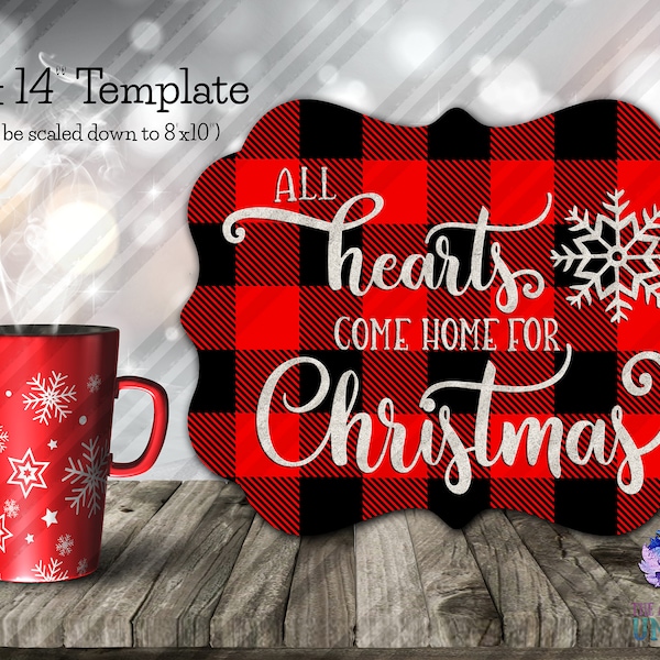 All Hearts Come Home For Christmas - Aparecium Design Co Aluxe 11"x14" Board Sublimation Design  - Digital Download