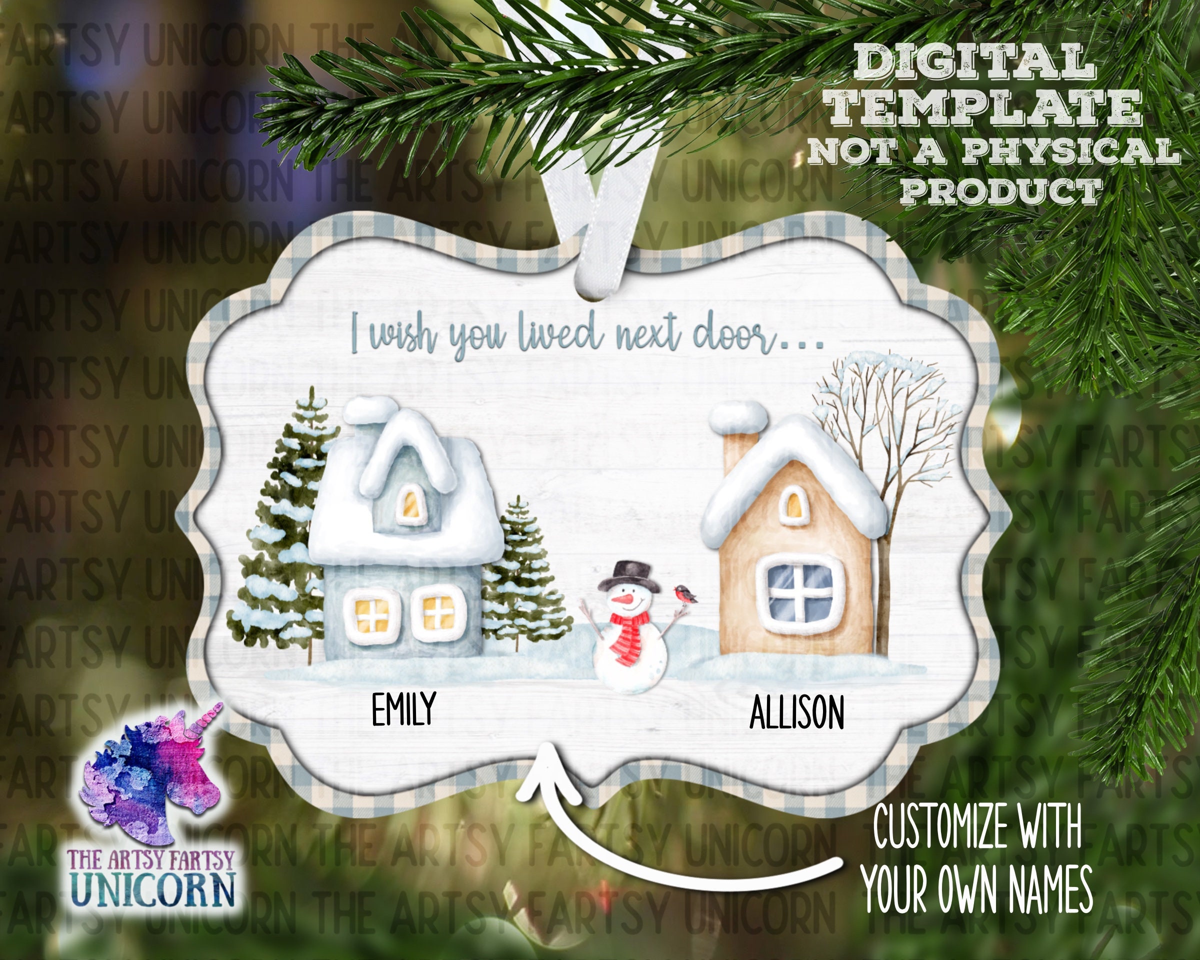 Weihnachtsornament "I Wish You Lived Next Door" 2025 - Freundschaftsgeschenk Aus Glas (7,6x7,6 Cm) Für Nachbarn & Freunde