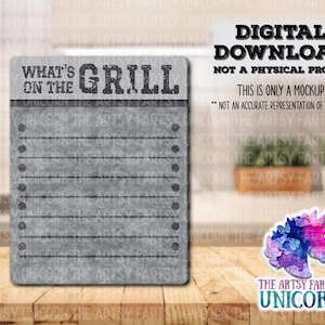 DIGITAAL BESTAND: Grillmaster / bbq / Cookout-menu 8 x 10 inch droog uitwisbaar MDF-bord - sublimatieontwerp