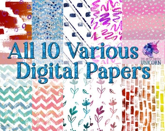 10 Various Backgrounds Digital Papers - Sublimation Design  - Digital Download - Commercial Use