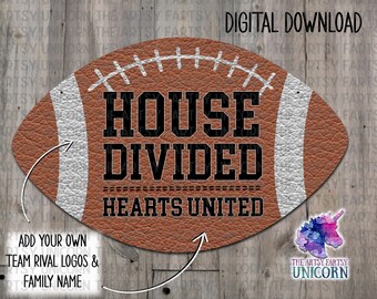 PLIK CYFROWY: Projekt piłki nożnej House Divided Hearts United na wieszak na drzwi lub ozdobę – projekt sublimacyjny – pobranie cyfrowe