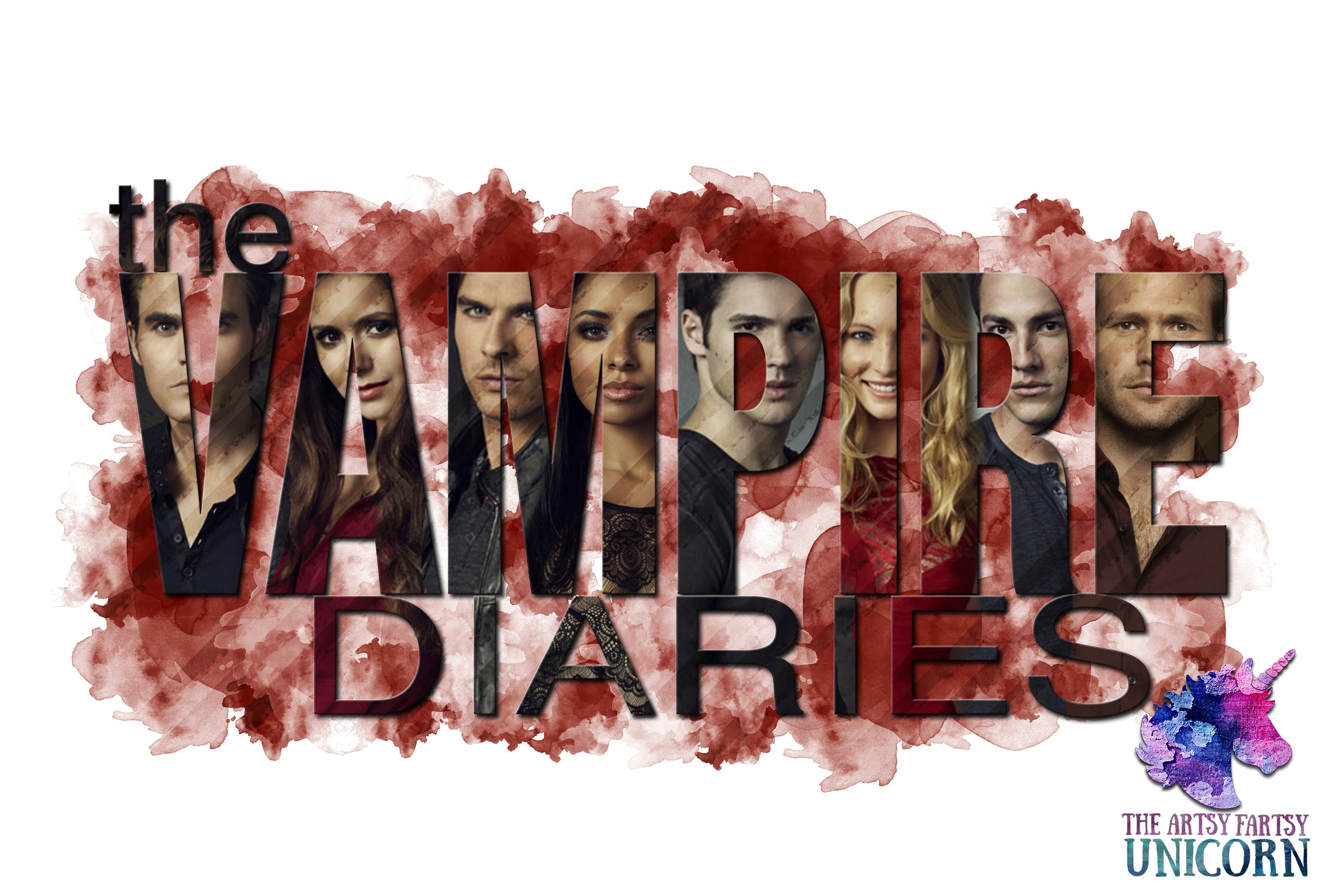 Vampire Diaries Watercolor Fan Art - Red Watercolor Background - Subl…
