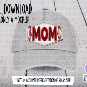 Peut inclure: Une casquette de baseball grise avec un patch rouge et blanc sur le thème du baseball qui dit "MOM".