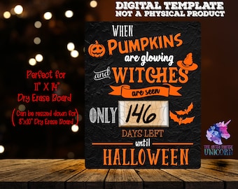 FICHIER NUMÉRIQUE : Quand les citrouilles brillent - Compte à rebours jusqu'à Halloween - Design par sublimation - pour planche de 11 x 14 po