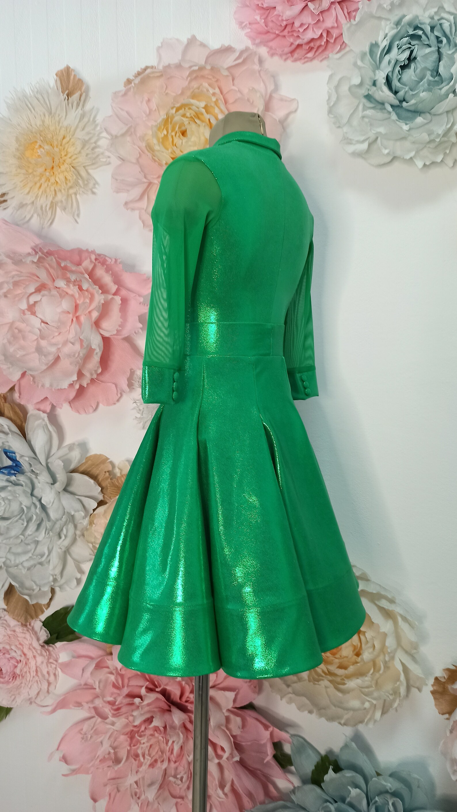 Emerald Green Ballroom Dance Dress / Latin Dress / Juvenile Dance Dress