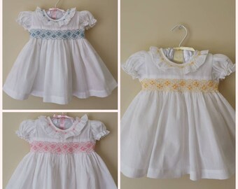 Tri Colour Baby Girl dress set, dress with bloomer and bow, Christening dress, take home dress, flower girl dress