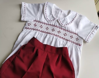 Baby Boy outfit, 2 Piece White and Wine colour outfit, Christmas outfit