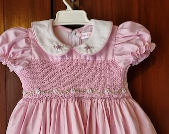 Soft pink smocked dress, baby pink dress