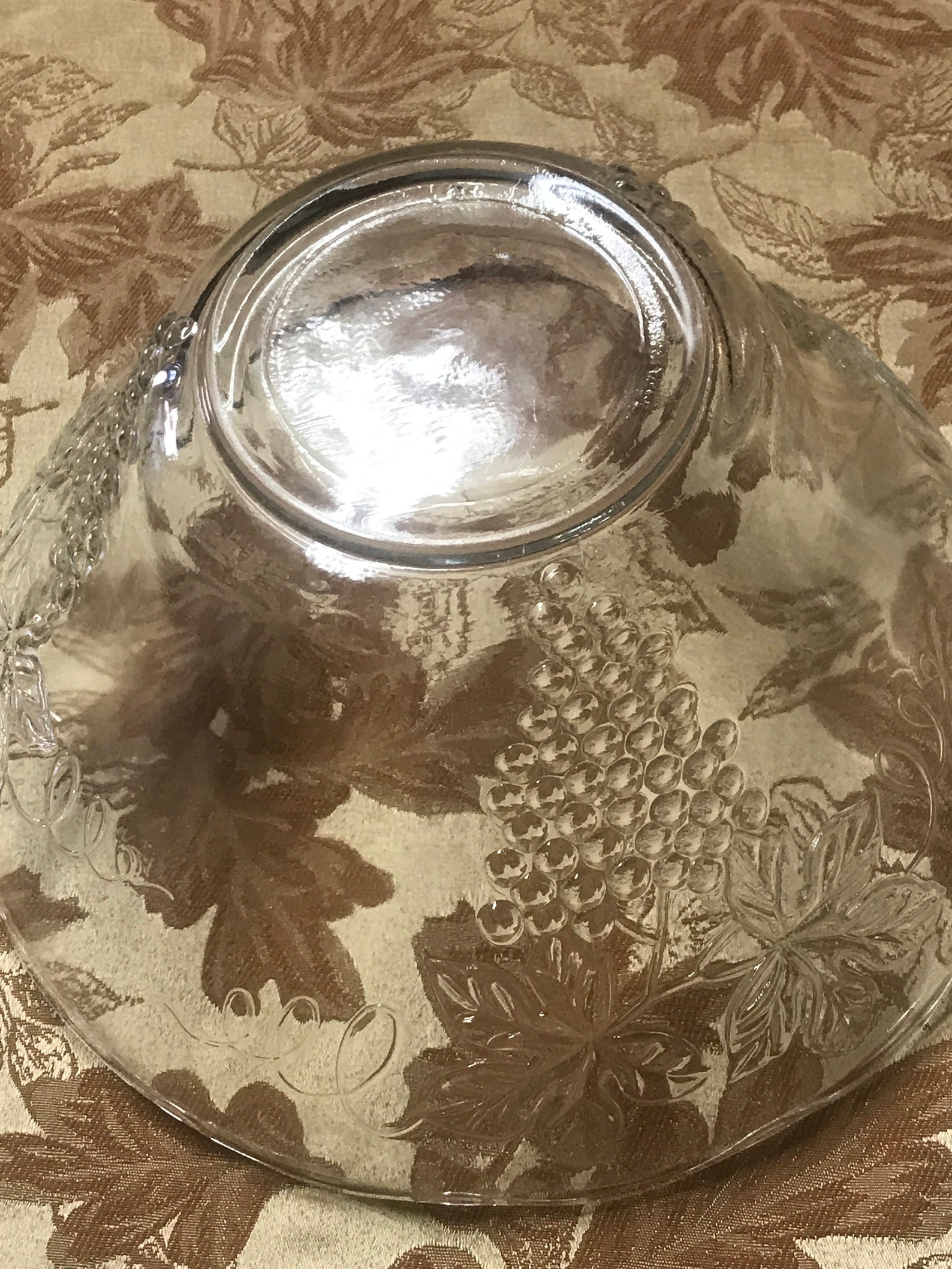 Glass Punch Bowl w Raised Grape and Leaf Design Etsy