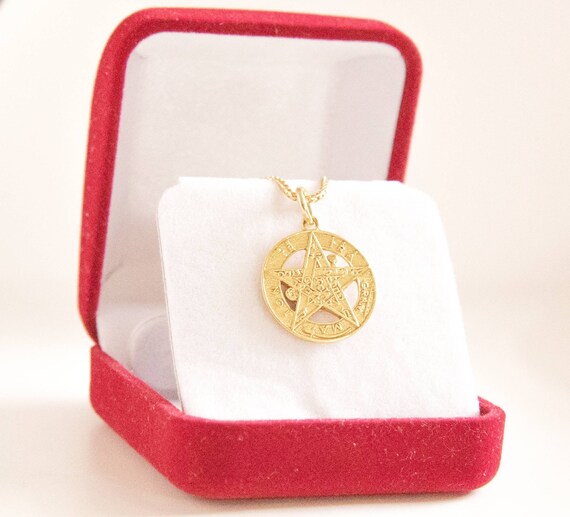 925 Sterling gold Tetragrammaton eliphas Pendant pentagrama esoterico plata