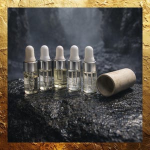 Dark Realms Diffuser Set. Five Different Gothic and Underworld Mythological Scents with a Wooden Tabletop Diffuser for Home Fragrance.