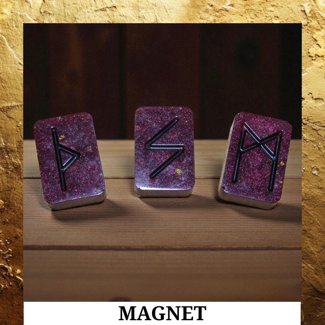 Magnet Set: Three Dark Red Rune Stones. Norse Viking Runes. Choice of ...
