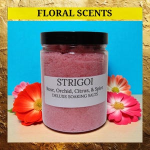 BATH SALTS Floral Scents. Aromatherapy and relaxation. Enriched with sea salt, avocado oil, and jojoba oil.