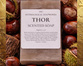 THOR Chestnut & Cedar Soap. Handmade Botanical Soaps Inspired by Norse Mythology. Large size. Men's Soap.