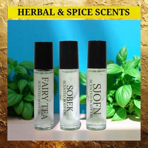 Perfume Body Oil: Spice & Herbal Scent Choice - Men&#39;s and women&#39;s roll-on fragrances.