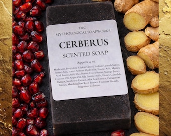 CERBERUS Pomegranate & Ginger Soap. Handmade Botanical Soaps Inspired by Norse Mythology. Large Size.